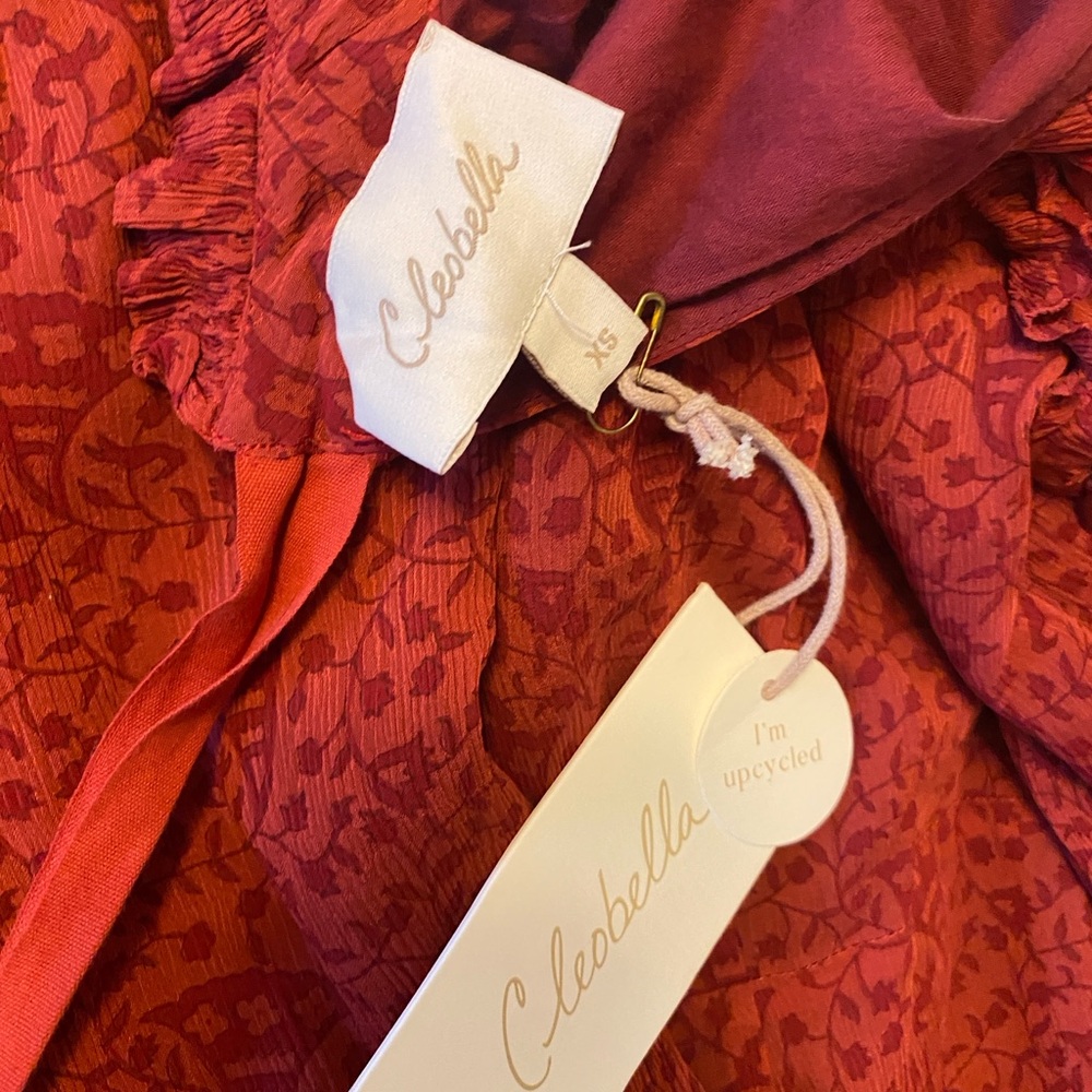 NWT XS Long Sleeve Red Cleobella Mini Dress - Picture 8 of 8